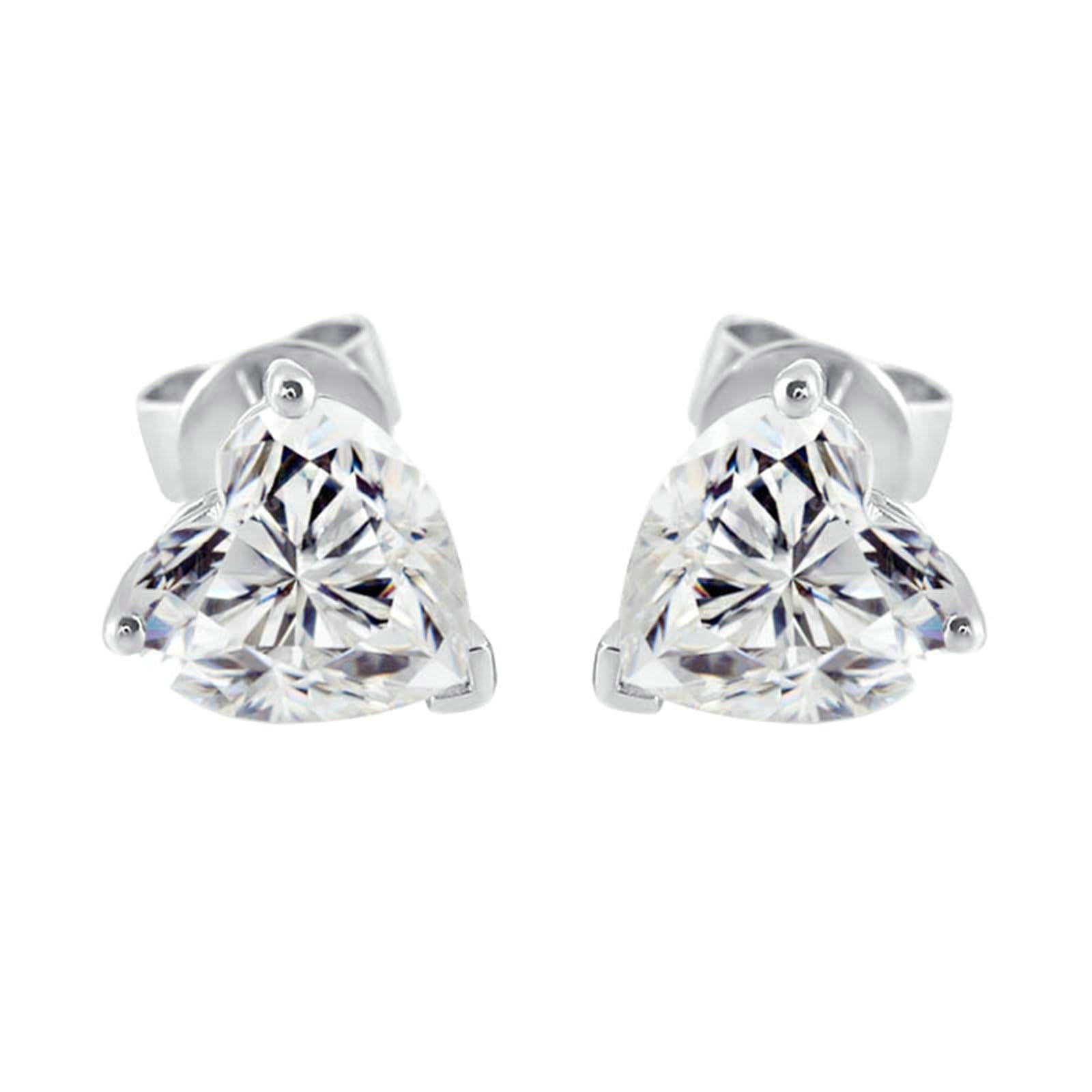 Hochzeits Ohrring 18 Karat Weißgold Damen 2Ct Herzschliff Weiß Moissanit Damen Ohrringe Für Hochzeit Einfaches Herz Ohrstecker