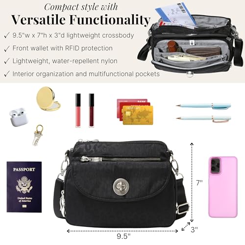 Image of Baggallini Calais Crossbody Bags for Women 10x7 Lightweight Water-Resistant Travel Purse, RFID & Interior Organization