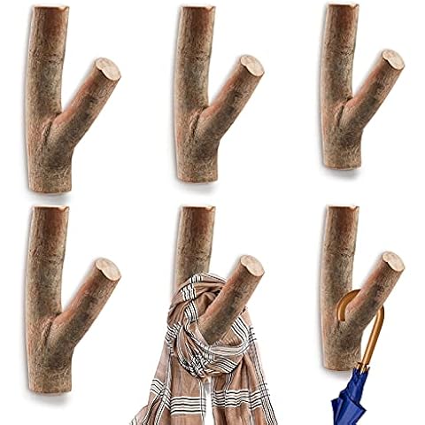 DEAYOU 6 Pack Rustic Wood Wall Hooks Cover