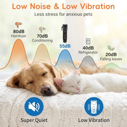 Image of Qpets Dog Trimmer Cordless, 4 Speed Ceramic Pet Grooming Kit for Dogs Cats