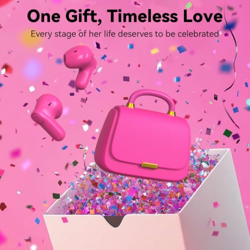 Image of ANCwear Wireless Earbuds with Mini Handbag Case, 22H Playtime, Hot Pink