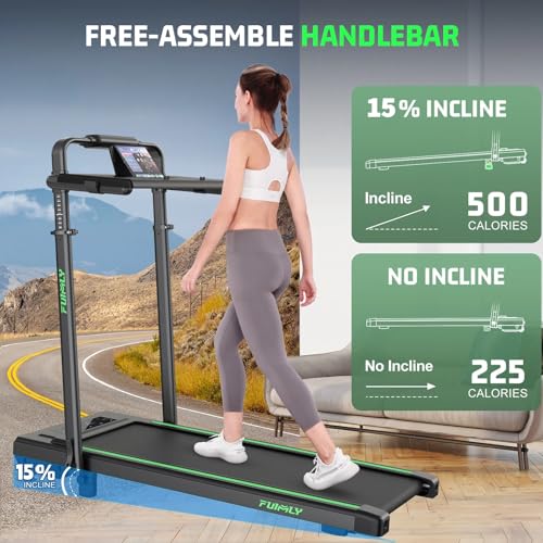 Image of FUNMILY Upgrade Walking Pad Folding Treadmill with 12% /15% Incline & Handle Bar, 3.5HP Foldable Under Desk Compact Treadmills for Home /Office /Gym, 400+lb Capacity, Shock Absorption