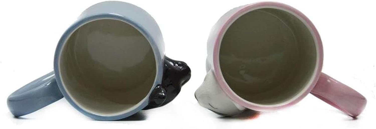 Kiss Cat Coffee Couple Handmade Mug, Funny Tea Ceramic cup set for Bride and Groom, Matching Gift for Engagement Wedding and Married Couples Anniversary Valentines Day Girlfriend Wife - Image 9