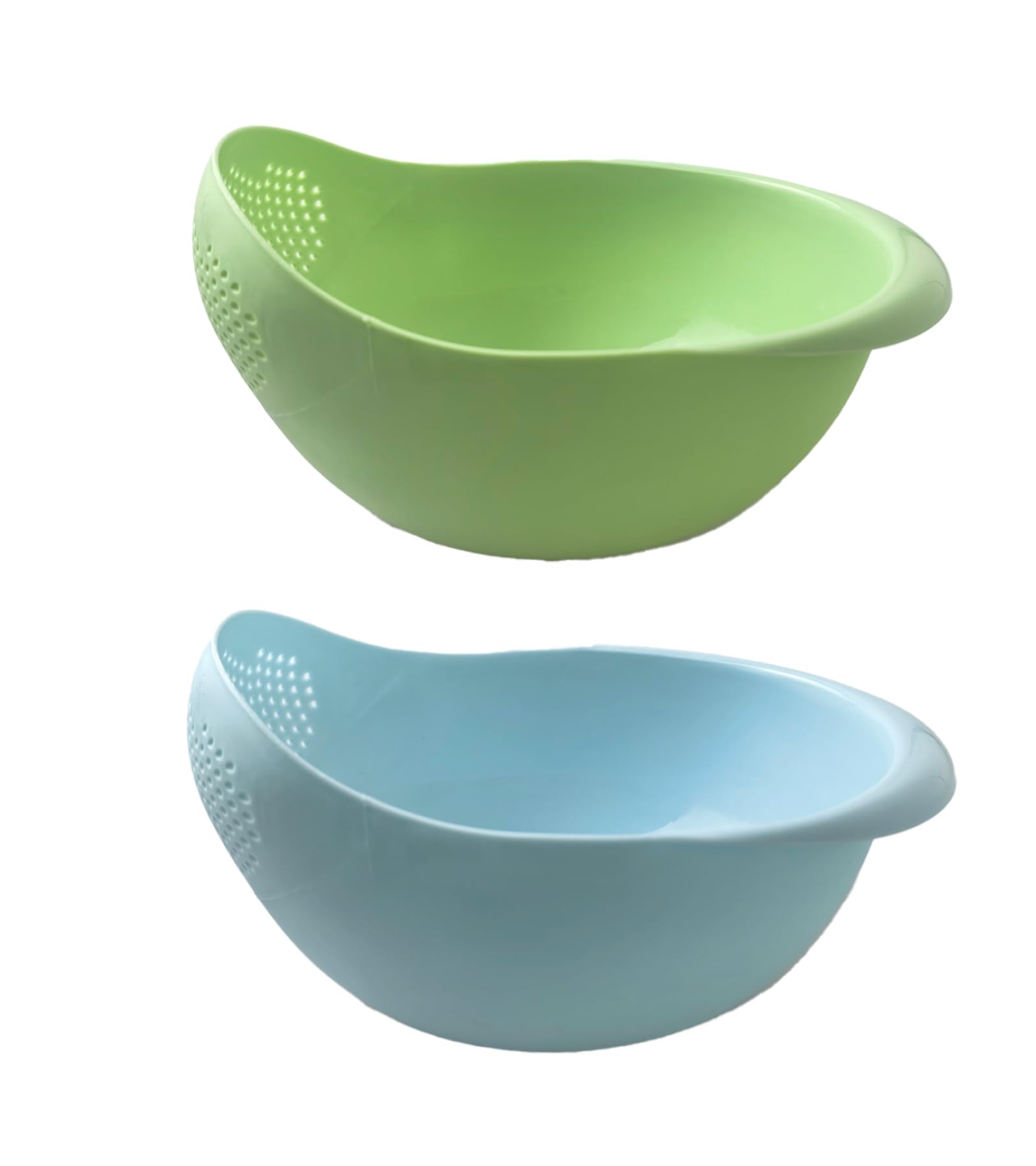 Photo 1 of 2-in-1 Rice Colander, Vegetable and Fruit Cleaning Filter Basket, 2Piece Sturdy and Easy-To-Use Food Grade Kitchen Tool Accessories (blue+green, Small)