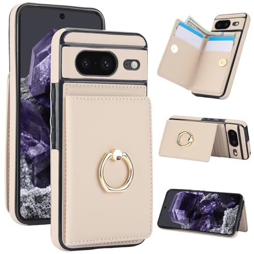 Google Pixel8 ケース 手帳型 グーグルピクセル8 ケース 手帳型 ピクセル8ケース Googleピクセル8ケース 財布型 リング付き 背面カード収納 スマホケース Pixel8 携帯カバー グーグルピクセル8 PUレザー スタンド機能 Pix