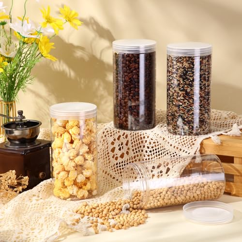 Image of Patelai 4 Pcs Plastic Jars Wide Mouth with Lids,32 Ounce,Clear