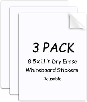 SVNOOC Multi-Use White Board Dry Erase Board Stickers for Wall Refrigerator Door Home Office Classroom, Reusable Lapboards, 8.5x11 inches, 3 Pack