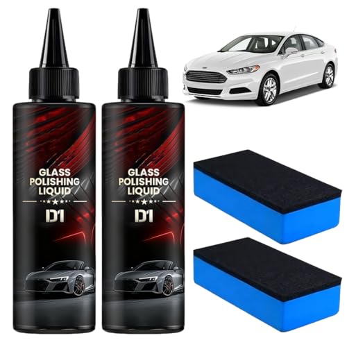 OIXYA D1 glass polishing liquid, 150 ml x 2 glaspolitur gegen kratzer im glas, kratzer entferner auto - Verbessert Klarheit und Sichtbarkeit, Verbesserte flüssige Autopolitur