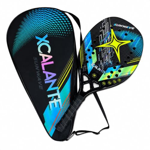Raquete Para Beach Tennis 3K Carbono Profissional Kit Completo com Capa Protetora Overgrip e Munhequeira (Sunwave PA)