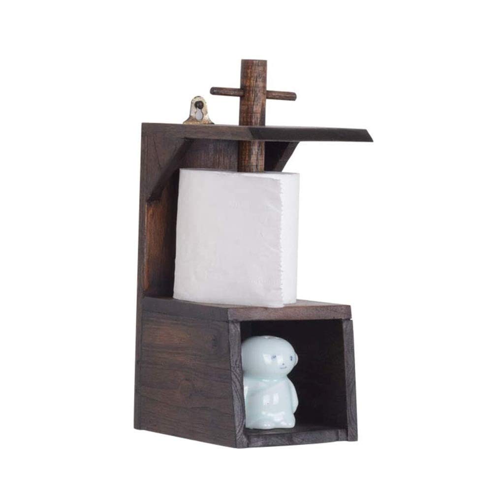 NEECS Portarotolo per Scatola di Carta igienica, Parete retrò in Legno massello Fatta a Mano, Stile retrò Creativo, Forte e Durevole
