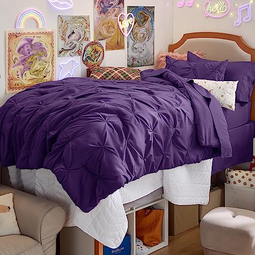 Image of Bedsure Twin XL Comforter Set Purple - Dorm Room Essentials, Extra Long Twin XL Bedding Set with Sheets, All Season Down Alternative Comforter with Sheets, Pillowcase & Sham