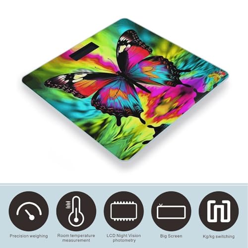 Báscula digital Colorful Butterfly para baño con vidrio templado miniatura 3