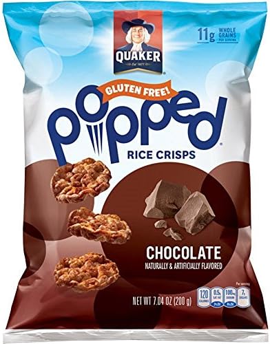 Quaker Popped Rice Crisps Snacks Chocolate, 7.04oz Bag (Pack of 4)
