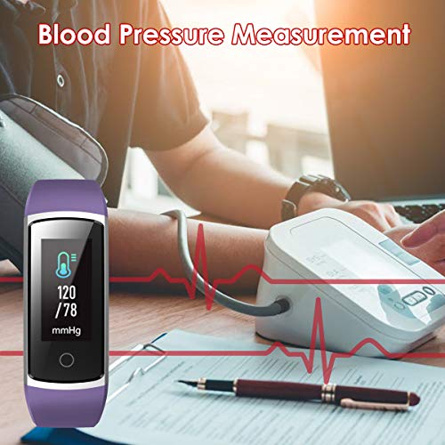 CHEREEKI Fitness Tracker, Heart Rate Monitor Activity Tracker with Blood Pressure Sleep Monitor 14 Sports Tracking, Color Screen IP68 Waterproof, Fitness Watch Step Calorie Counter (Purple)
