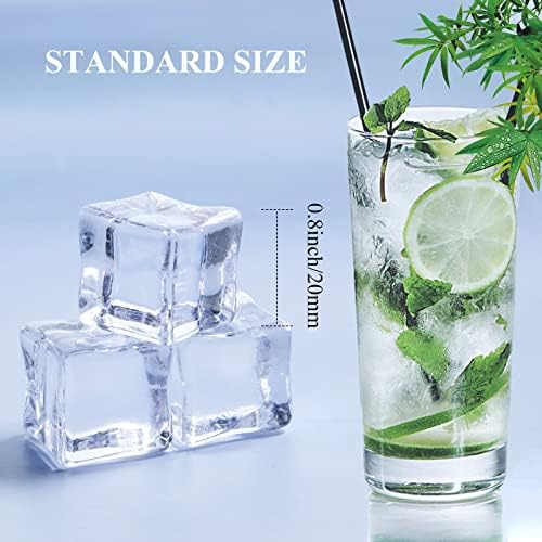 100 Pieces Clear Fake Ice Cubes Square Acrylic Gems Acrylic Clear Ice Rocks Fake Ice Cubes Display Wedding Display Vase Fillers for Home Wedding Photography Props Kitchen Decoration Supplies