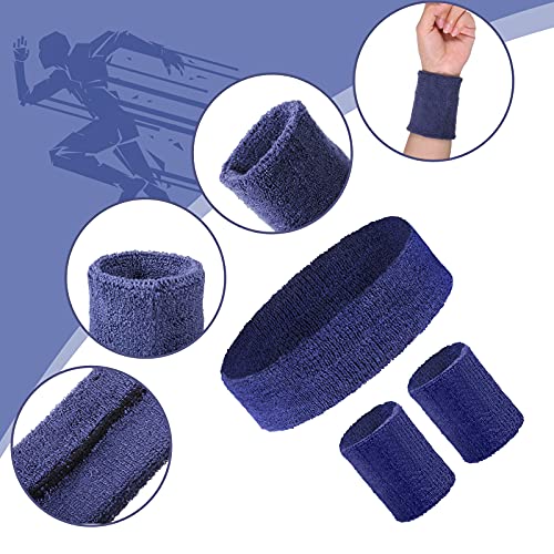 Image of Civaner 12 Pcs 80 90s Neon Sweatbands Soccer Baseball Headbands Wristband Set for Men Women Party Cotton Headbands Terry Cloth Athletic Sweat Bands for Tennis Football Gym Outdoor