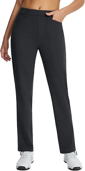 baleaf Women's Golf Pant Winter Fleece Lined Pants with Belt Loops Pockets Travel Work Casual