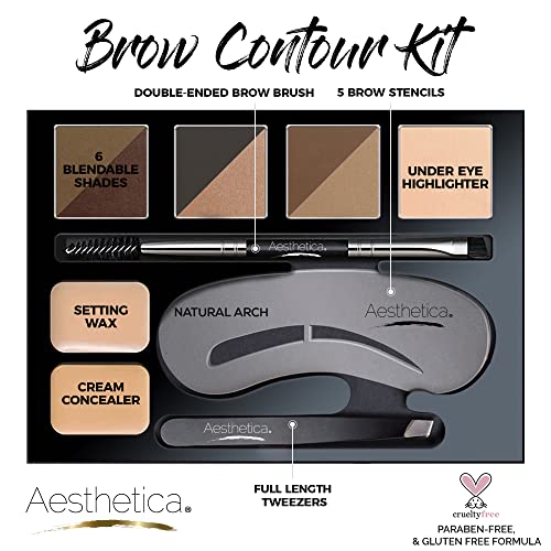 Aesthetica AE130 Brow Contour Kit 16-Piece Eyebrow Makeup Palette Set 6 Eyebrow Powders thumb #1