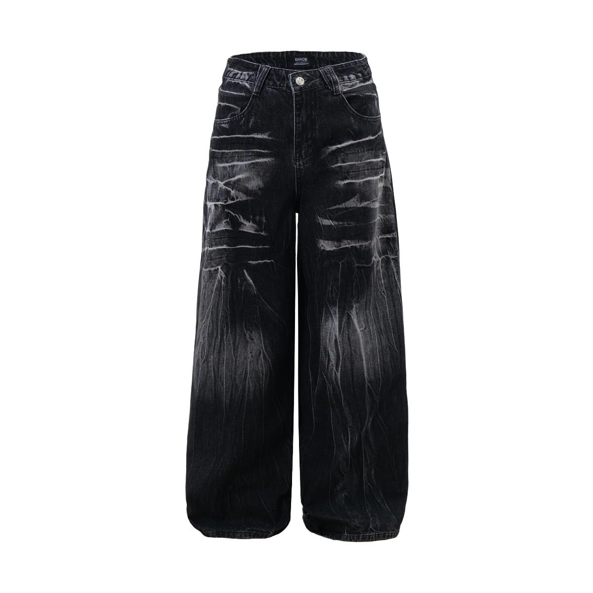 jupkem Y2K Baggy Jeans for Men Women Wide Leg Distressed Pattern Aesthetic Denim Pants Punk Gothic Hip Hop Streetwear
