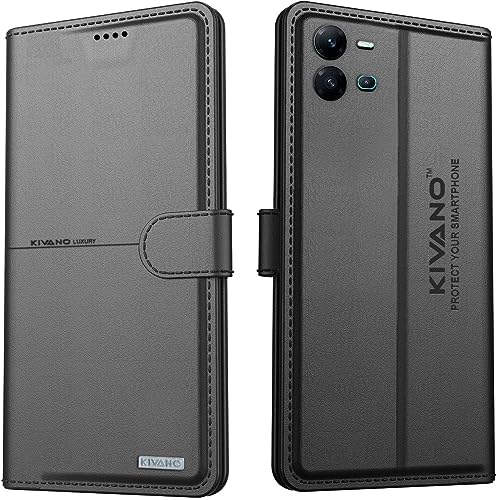 Image of KIVANO Compatible with Vivo V25 5G Flip Cover | Leather Finish | Inside Pockets & Inbuilt Stand | Shockproof Wallet Style Magnetic Closure Back Cover Case