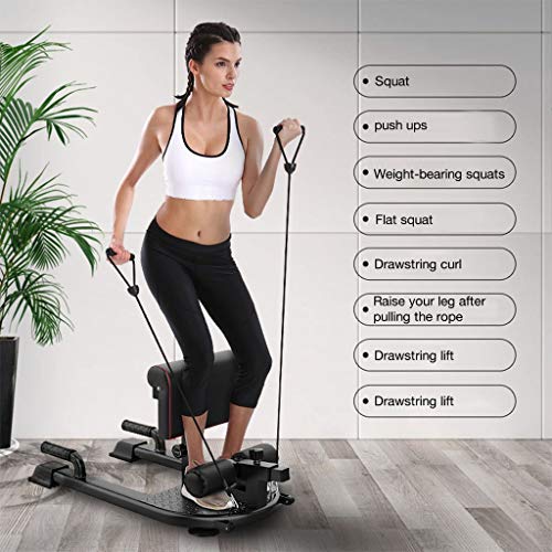 Qazqa Deluxe Multi-Function Deep Squat, for Sissy Girl Squat Bench Home Gym Workout Station Hip Buttocks Leg Training Core Workout Machine, Push-up, Sit-up, Rope Exercise, Home Gym Fitness Equipment