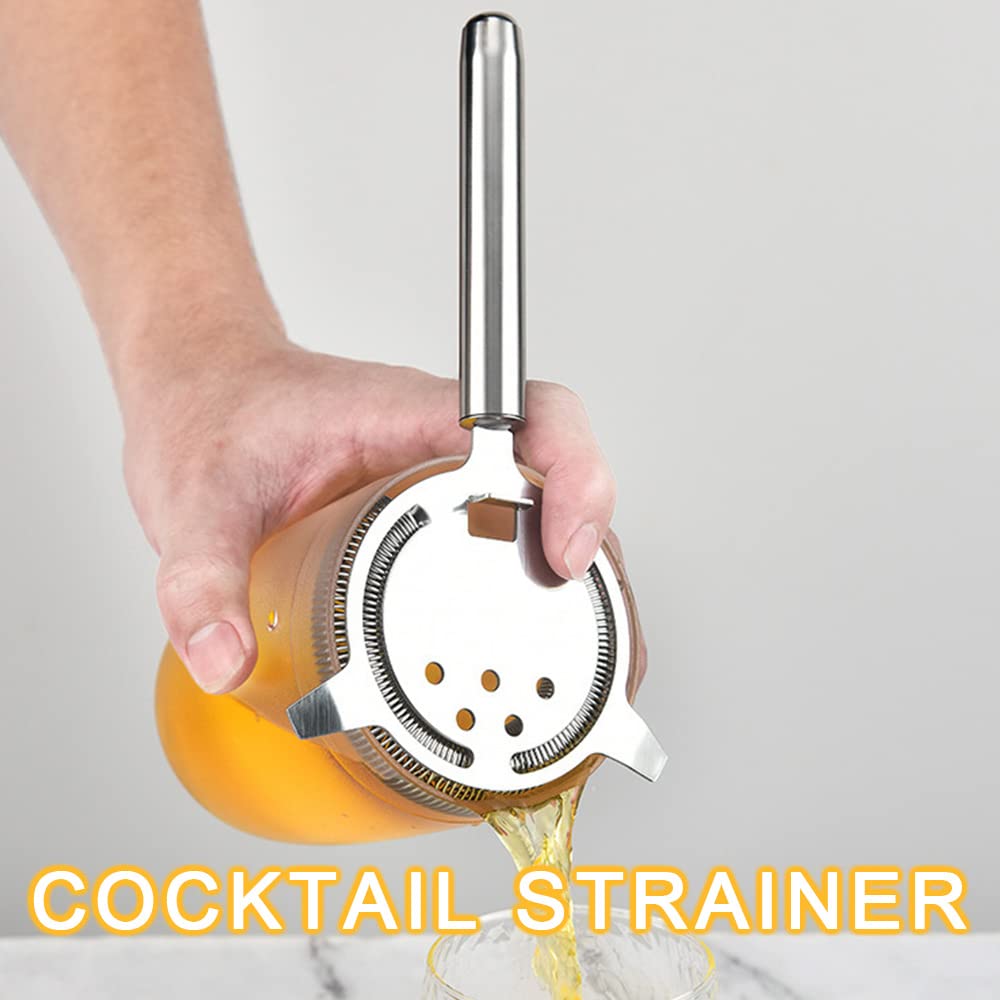 Cocktail Strainer Silver Stainless Steel Bartender Strainer with Wire Spring Ice Separator Cocktail Filter Bartending Filtering Tool for Bar Club Party Home Drinks - Image 2