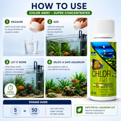 Image of VAYINATO Aquatic Remedies Chlor Away Aquarium Fish Tank Water Chlorine Remover Water Conditioner (60 ML)