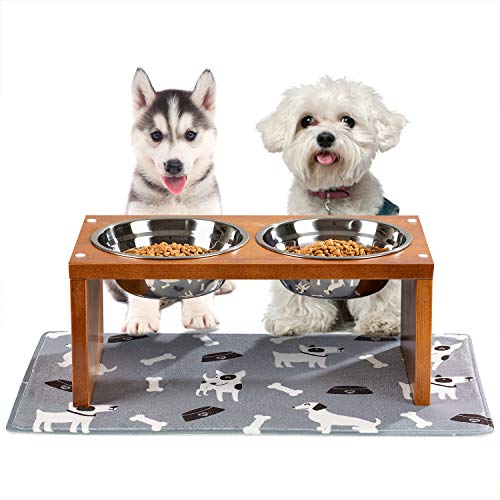 Yangbaga Elevated Dog Bowls, Raised Dog Bowls with Stainless Steel Dog Bowls, Came