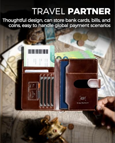 LORZOR Full Grain Leather Passport Wallet