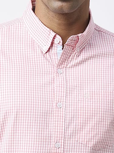 Image of Thomas Scott Men's Checkered Regular Fit 100% Cotton Casual Shirt with Button Down Collar and Half Sleeve