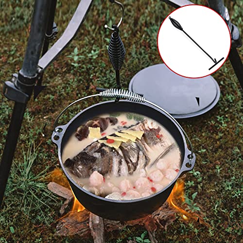 Deckelheber Griffhaken für Dutch Oven, 26cm Feuertopf Deckelheber, Gusseisen T- Stangen zum Heben, für Camping Grill Küchen Zubehör