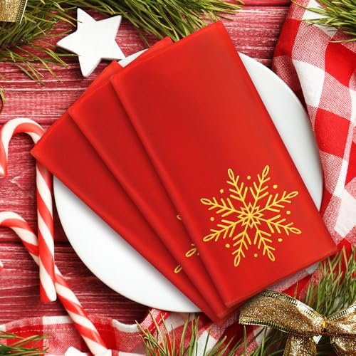 Servilletas de Tela Rojas con Bordado Dorado 17x17 Inch Pack 12 miniatura 4