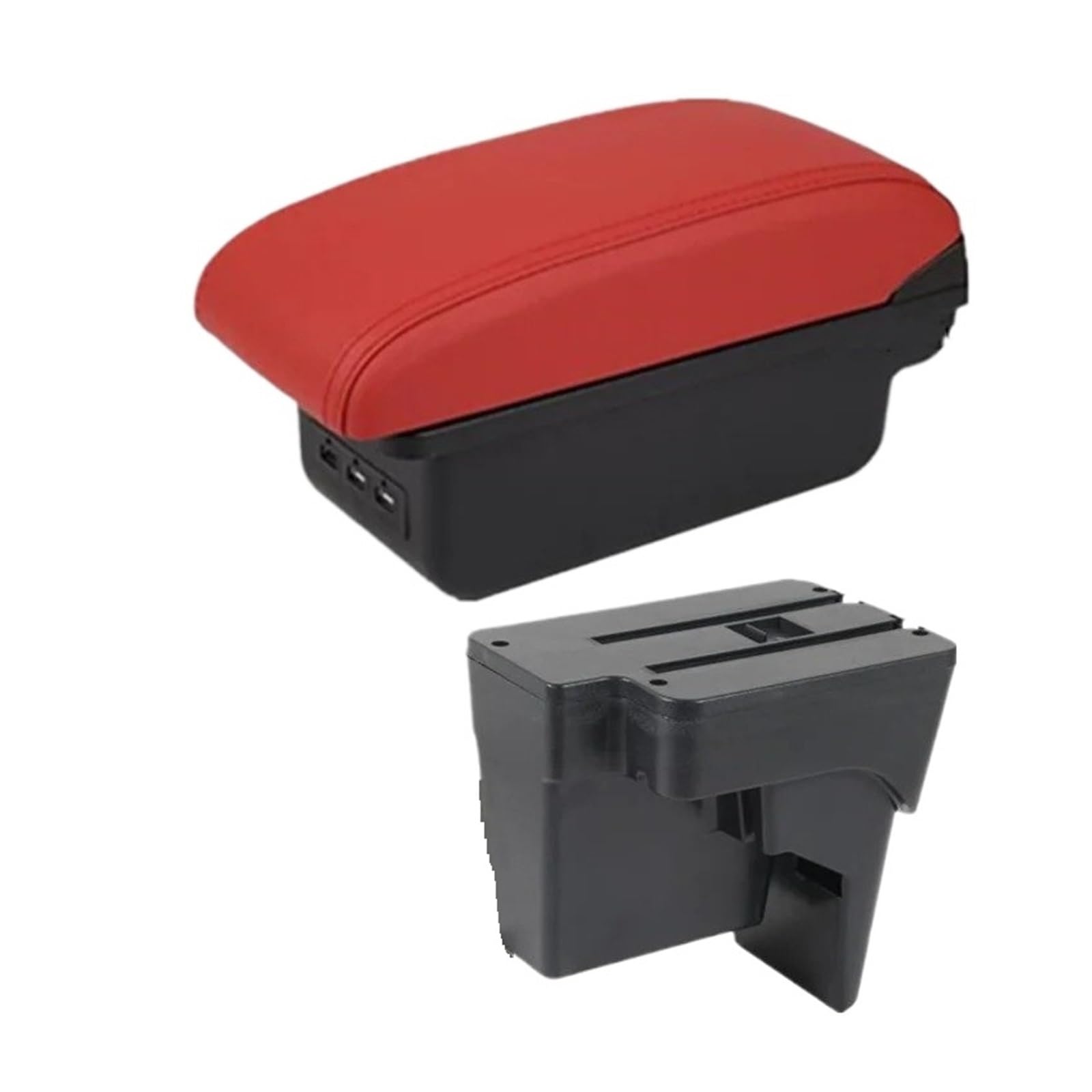 Ecbugat B4 Red 3Usb For Kia For K3 Bl7 2023 2024 2025 Car Armrest Storage Box Dedicated Retrofit Interior Accessories Car Armrest Box(B4 Red 3Usb)