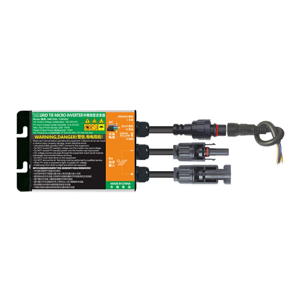 Inverter solare fotovoltaico con lunga durata di funzionamento silenzioso Capacità off-grid Collegamento alla rete Micro inverter su inverter di rete, GMI180L, 180 V-280 V CA, 10.8-30 V