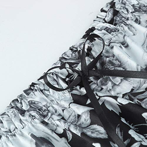 AxiBa roupa íntima de dormir de seda cetim de renda, Preto, Large