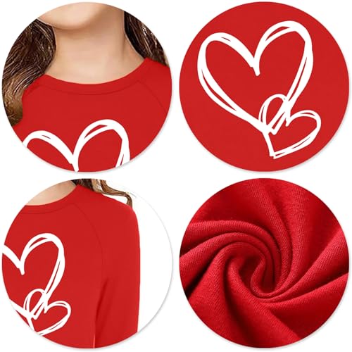 Image of Girls Valentine Shirts for Kids Valentines Heart Graphic Tshirts Casual Long Sleeve Shirts Love Heart Tee