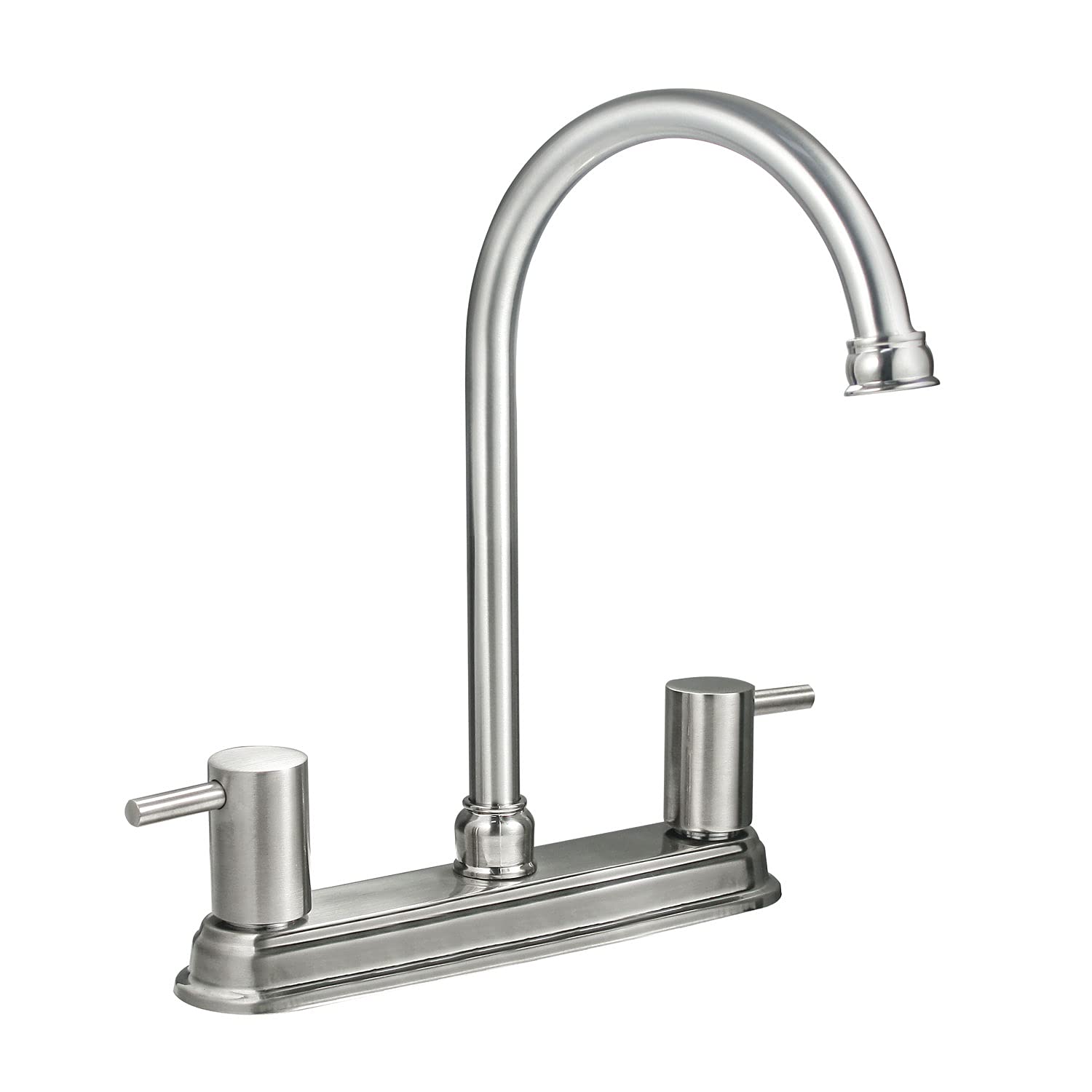 SOLVEX 2 Handle Kitchen Sink Faucet, High Arc 360 Swivel Stainless Steel Pipe 3 Hole Kitchen Faucet, Commercial Modern Brushed Nickel Kitchen Sink Faucet, US-SP-80092-2