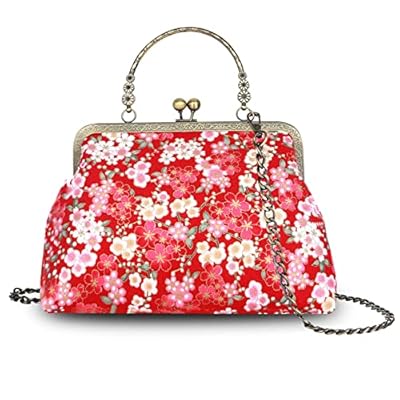 Abuyall Floral Top-Handle Handbag, Kiss Lock Ev...