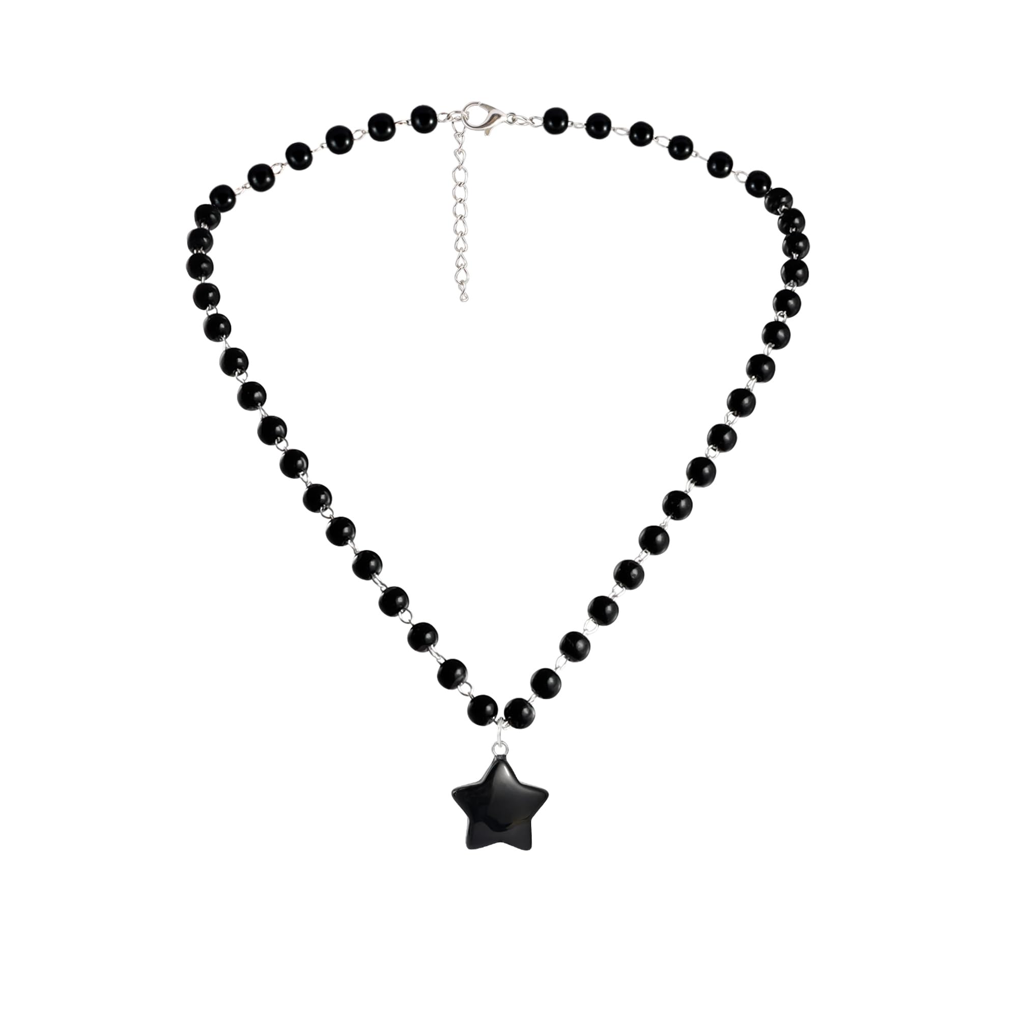 Collana Goth Con Perle Nere E Ciondolo Cuore - Gioiello Y2K Punk Per Donne, Design Retrò - Foto 8