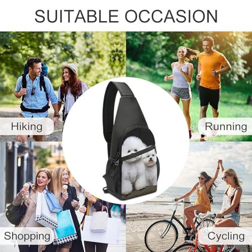 Mochila tipo Sling Bichon Frise para senderismo y uso casual miniatura 6
