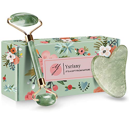 Ysrisny jade roller for face and gua sha set face rolle…