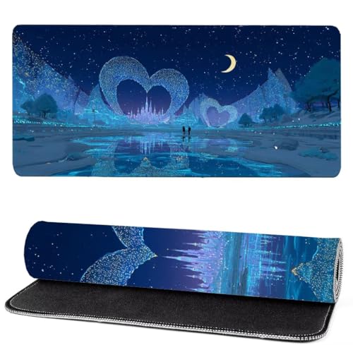 Alfombrilla Raton Amar, Luna Mouse Pad 900 x 500 x 3mm Gaming Mouse Pad, Superficie Inferior Antideslizante, Movimiento Ratón más Suave, Alfombrilla Escritorio, Mejora Precision y Velocidad KS-4