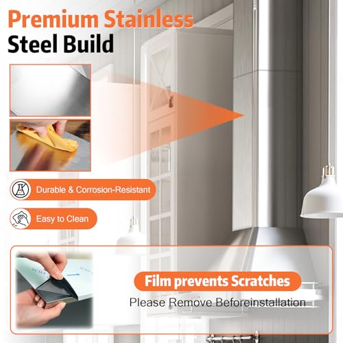8 1/4" x 6.7" x 63" Chimney Extension For Range Hood, Chimney Extension for Range Hood, 31.5-63" Stainless Steel Chimney Duct Adjustable Cover Ceilin, Extend Ventilation Reach