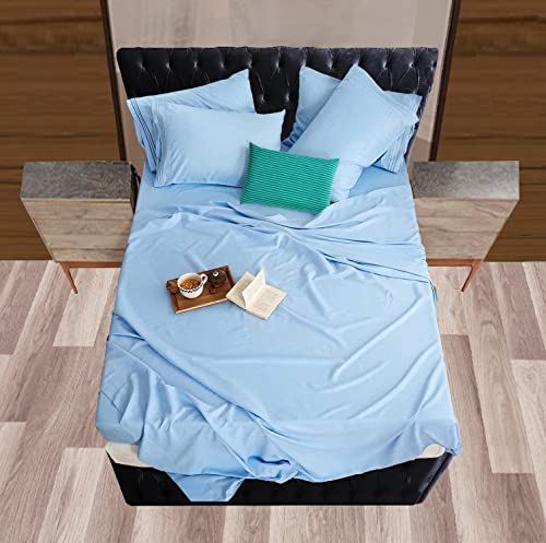 Image of Mocassi Hotel Luxury 1800 Thread Count Bedding Pillowcases King Size Set of 2 - Pillow Covers - Pillow Protector - Cooling Pillowcases (Set of 2 King Size 20 inch x 40 inch, Aqua Blue)
