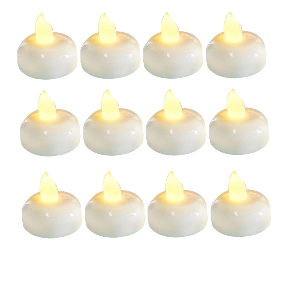 Hndhbfgrt Floating Candles 200 Hours 12-Pack Flameless Warm White Led Flickering Tealight Candles in Bulk, Decor for Weddings