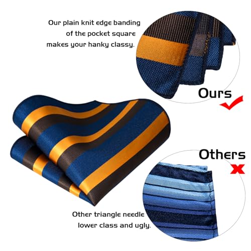 Image of 5PCS Mens Silk Designer Tie, Pocket Square, Cufflinks, Drilled Tie Ring and Lapel Pin Set for Wedding Groom Party