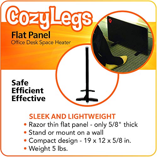 Cozy Products Cozy Legs Flat Panel Office Desk Space Heater - 200-Watts, Etl Listed, Energy Efficient Design, 19 X 13 Inches, 5 Lbs, Black #TOP1