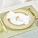 150 Count Gold Plastic Dinnerware Set, Elegant Disposable Include: 25 Gold Lace Plastic Plates, 25 Dessert Plates, 25 Forks, 25 Knives, 25 Spoons, 25 Cup, Ideal for Party, Birthday