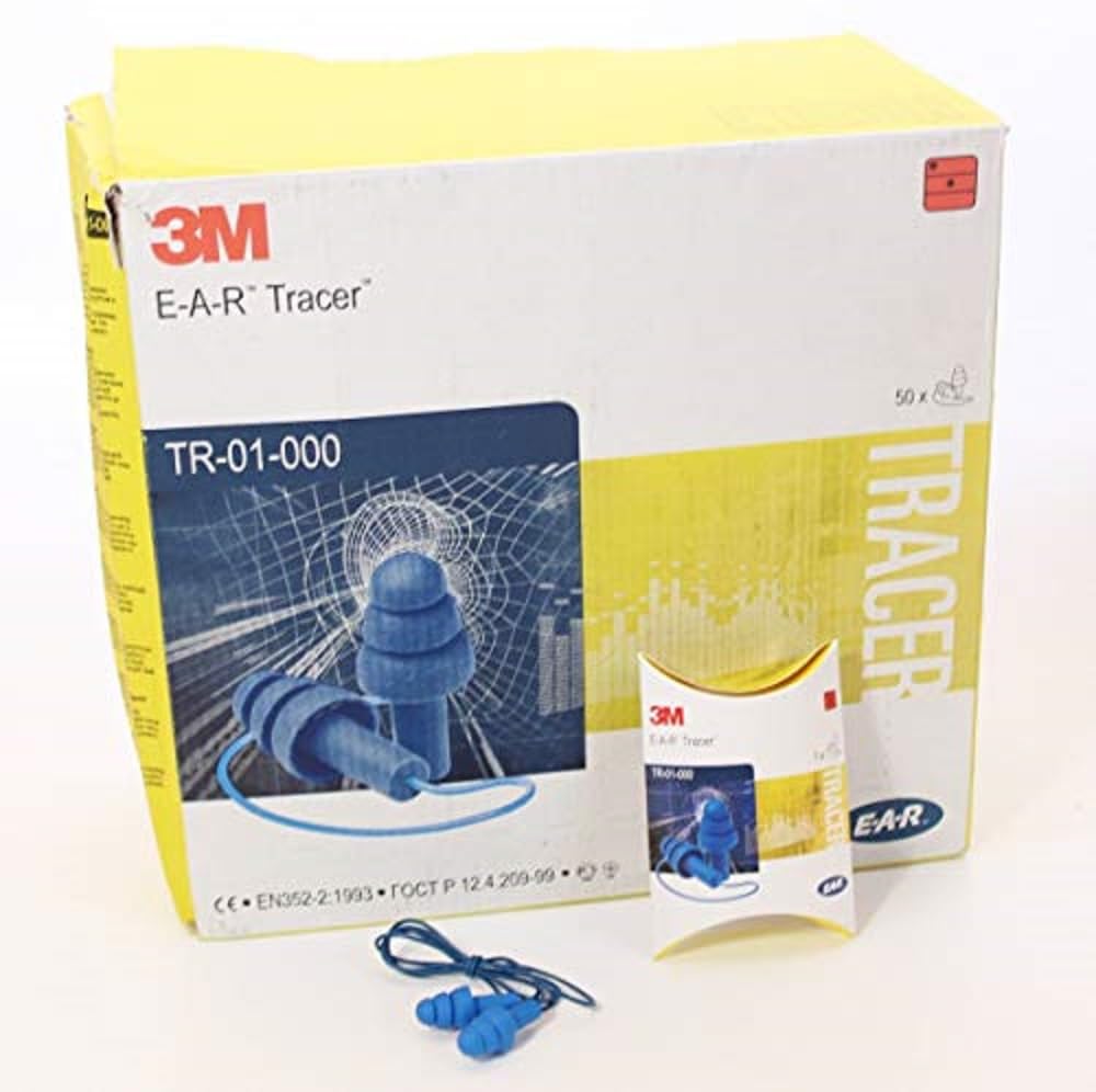 3M™ E-A-R™ Tracers™ Metal Detectable Inserti auricolari, 32 dB, con cordino, 50 paia per confezione, TR-01-000 | con cordino, 50 paia per confezione