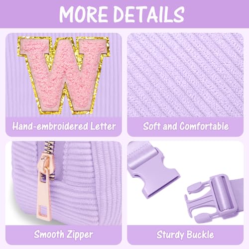 Image of Gitus Girls Birthday Gifts for 10-16 Year Olds - Initial Fanny Pack Belt Bag Crossbody Bag - Trendy & Personalized Preppy Stuff (Lavender-W)